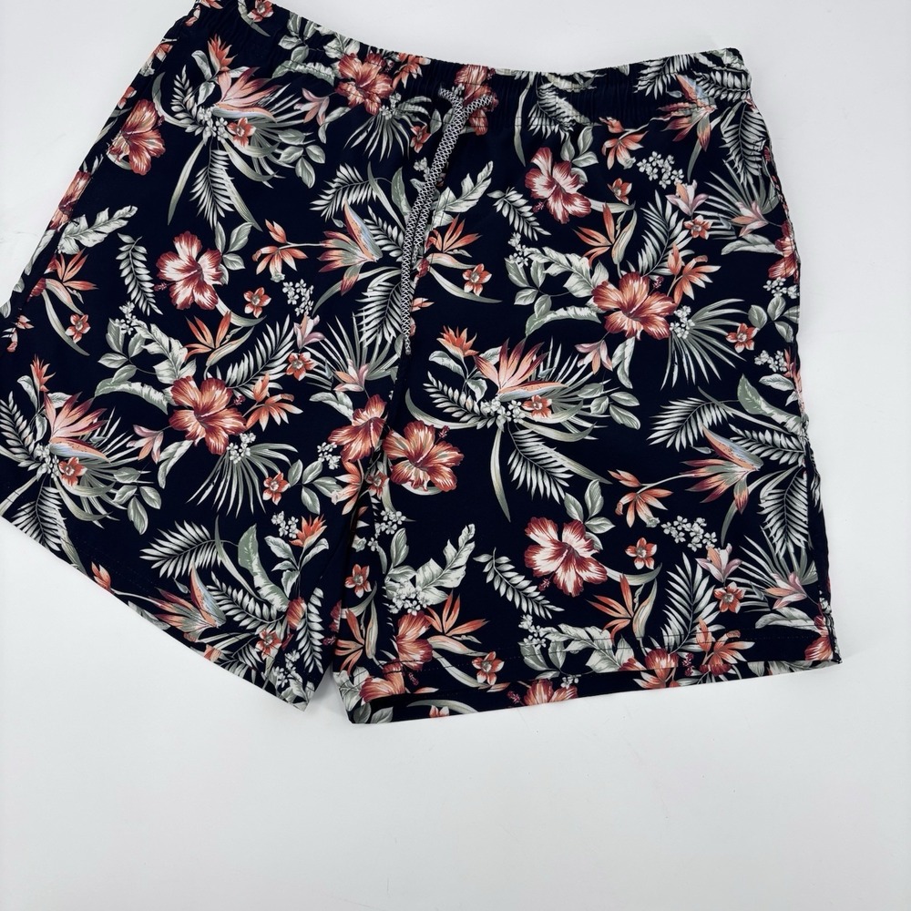 Biwisy Black Floral Swim Trunks Mens Large Quick Dry Mesh Lining Beach Summer